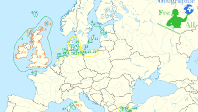 Wyspy Europy, mapa konturowa islands of Europe contour map