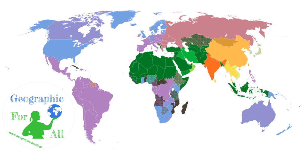 Religie świata, dominująca religia w poszczególnych państwach (wikipedia.pl) World religions, dominant religion in individual countries (wikipedia.pl)