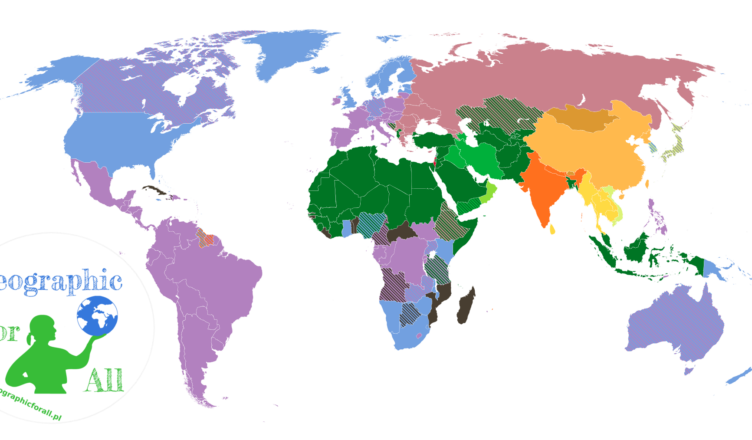 Religie świata, dominująca religia w poszczególnych państwach (wikipedia.pl) main religions of the world