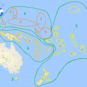 Wyspy Australii i Oceanii, mapa konturowa islands of Australia and Oceania contour map